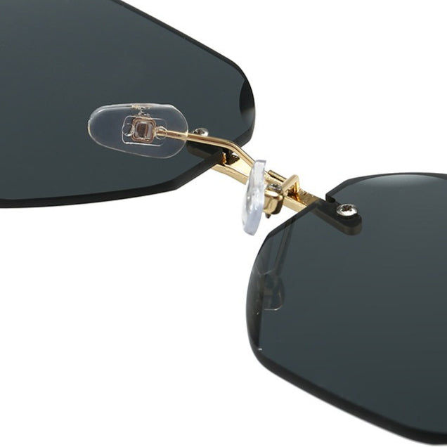 Vintage Rimless Cut Edge Sunglasses - Frameless Polygon Statement Piece (MAC266)