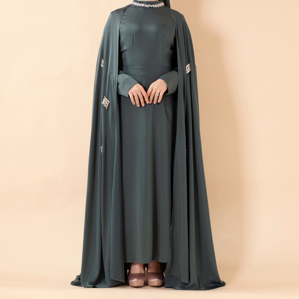 Luxury Satin Royal Cape Abaya(MA326)