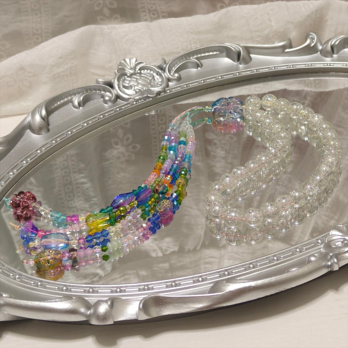 Elegance Islamic Gift Muslim Glass Tasbeeh with Beaded Tassel (MR082) - Mariam's Collection