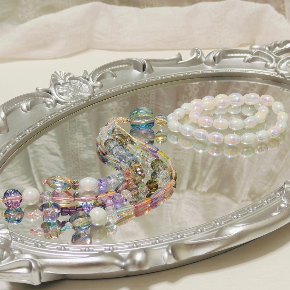 Elegance Islamic Gift Muslim Glass Tasbeeh with Beaded Tassel (MR082) - Mariam's Collection