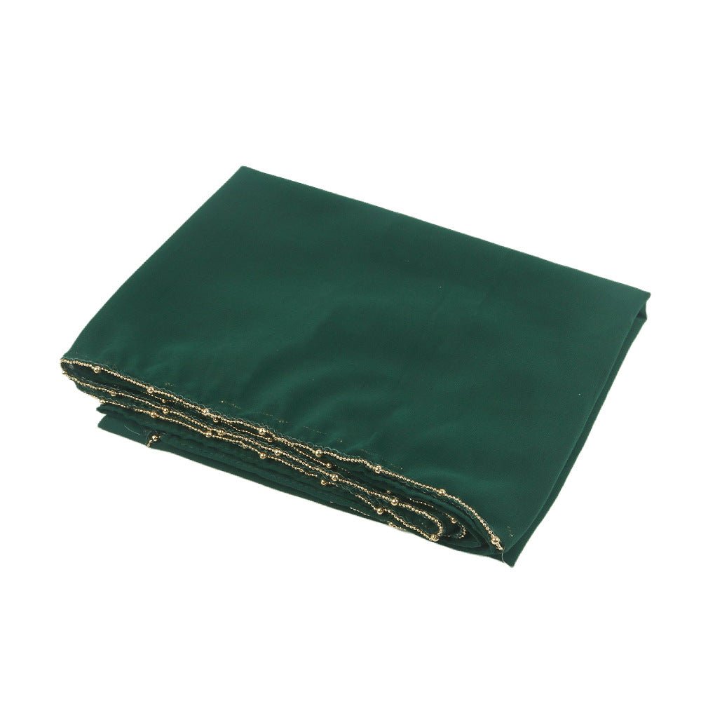Elegance Solid Color Chiffon Hijab with Metallic Chain Trim (MH138) - Mariam's Collection