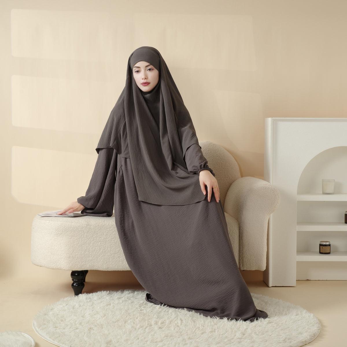 Elegant 2 - Piece Crepe Abaya & Khimar Set (MK008) - Mariam's Collection