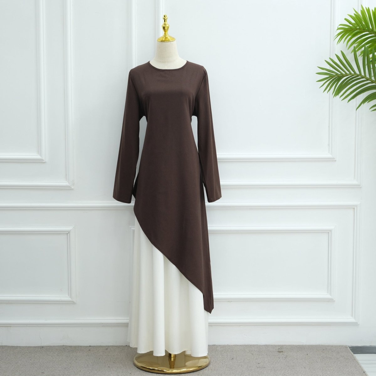 Elegant Asymmetric Top & Maxi Skirt Set | Cotton Linen Two - Piece Outfit(MS184) - Mariam's Collection