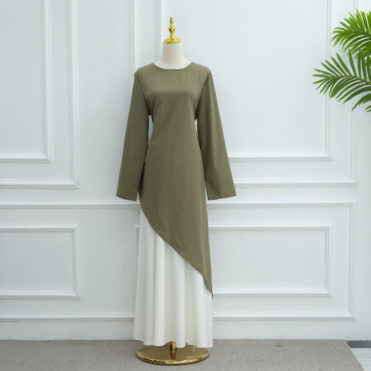 Elegant Asymmetric Top & Maxi Skirt Set | Cotton Linen Two - Piece Outfit(MS184) - Mariam's Collection