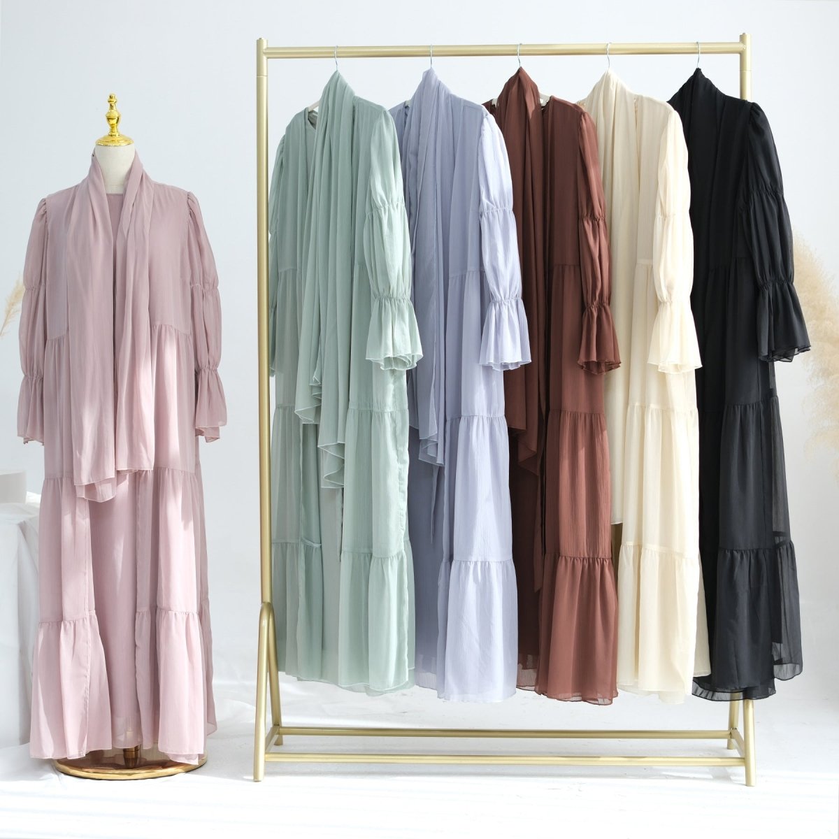 Elegant Chiffon Wrinkle Abaya | Modest Muslim Chiffon Abaya