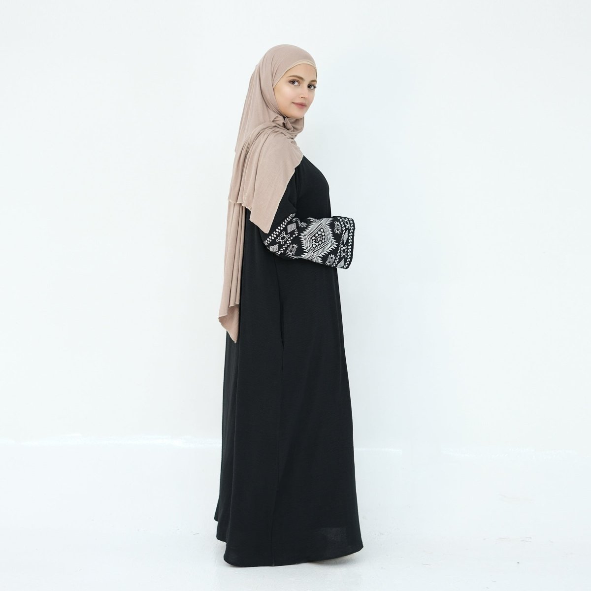 Elegant Embroidered Casual Abaya (MA139) - Mariam's Collection