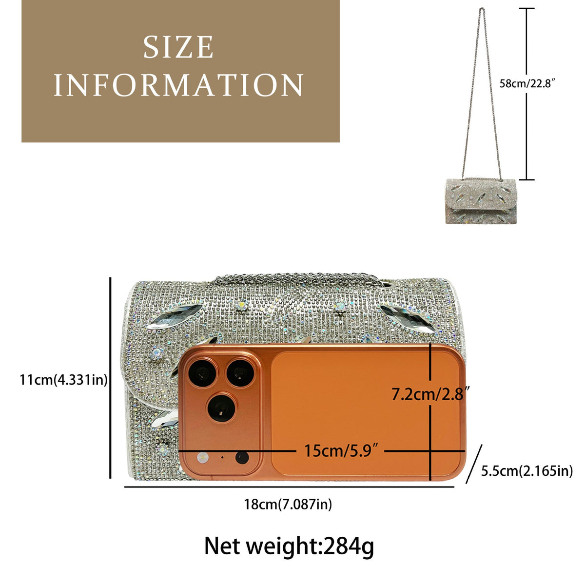Interior fabric lining of the faux pearl hard-shell clutch bag