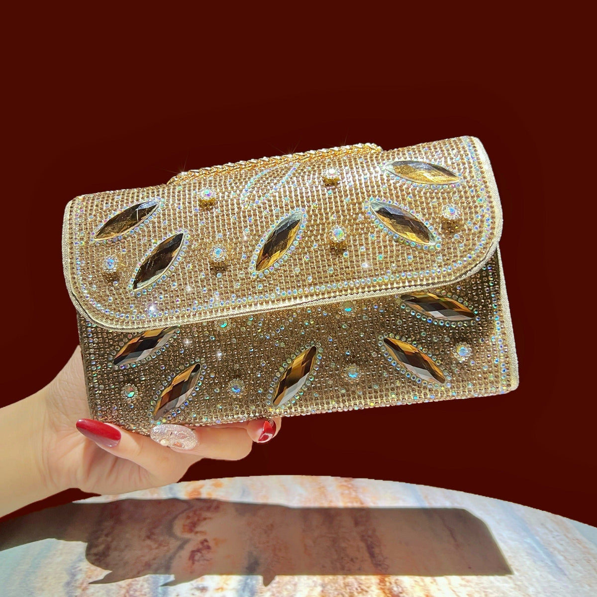 Faux Pearl Evening Clutch Bag – Vintage Beaded Crossbody Purse