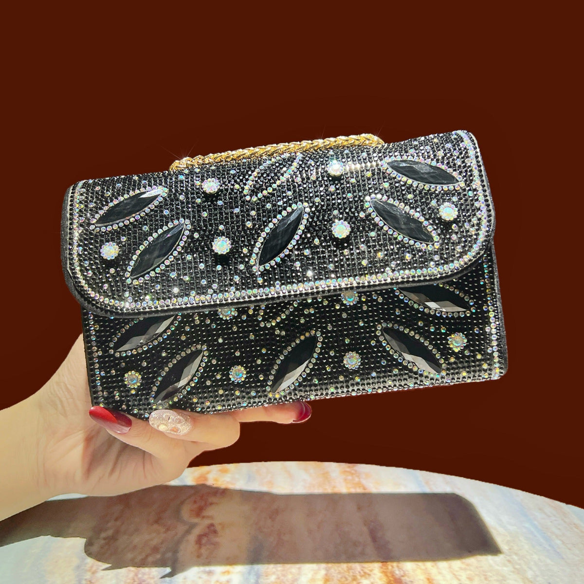 Faux Pearl Evening Clutch Bag – Vintage Beaded Crossbody Purse
