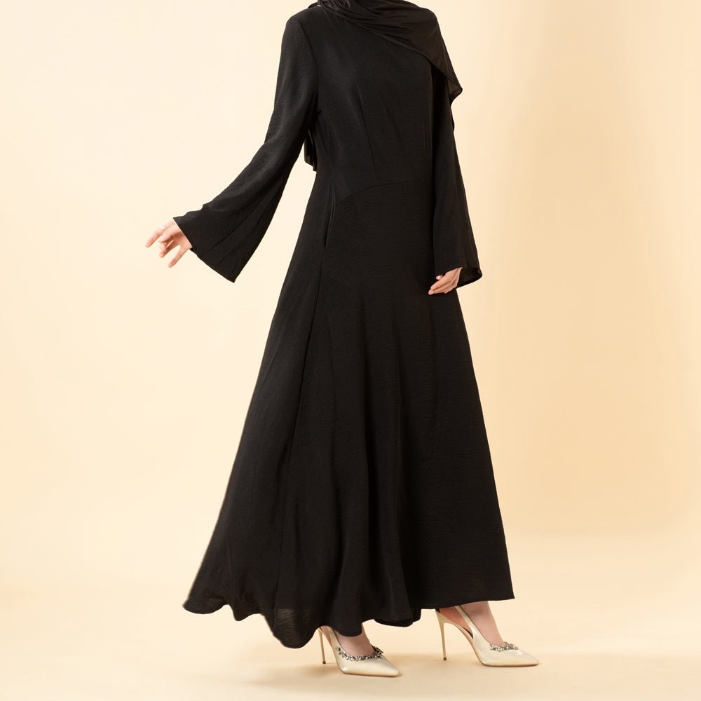Elegant Flow Crepe Pocket Abaya Dress(MA432) - Mariam's Collection
