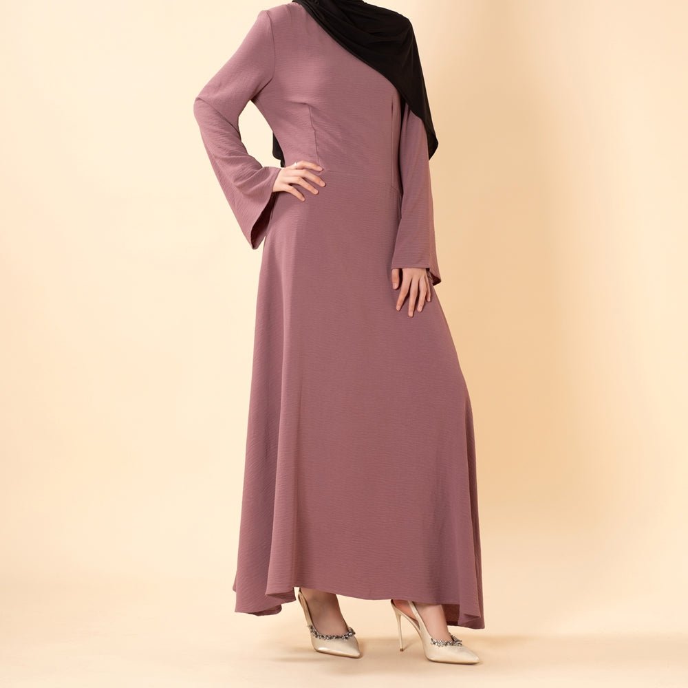 Elegant Flow Crepe Pocket Abaya Dress(MA432) - Mariam's Collection