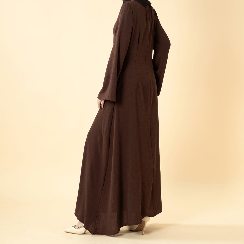 Elegant Flow Crepe Pocket Abaya Dress(MA432) - Mariam's Collection