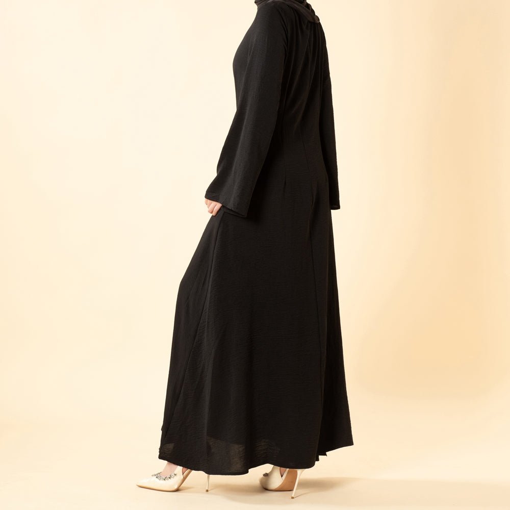 Elegant Flow Crepe Pocket Abaya Dress(MA432) - Mariam's Collection