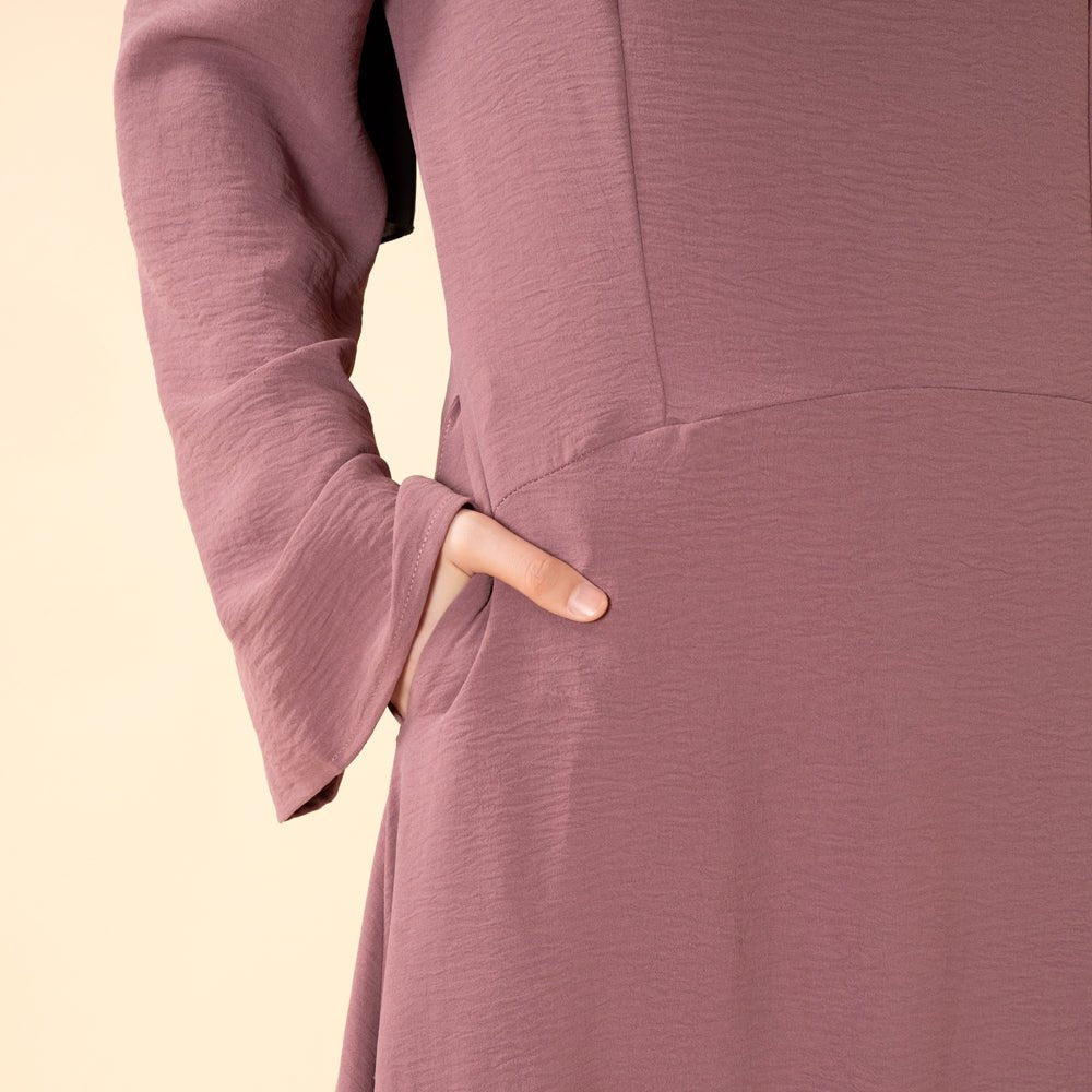 Elegant Flow Crepe Pocket Abaya Dress(MA432) - Mariam's Collection