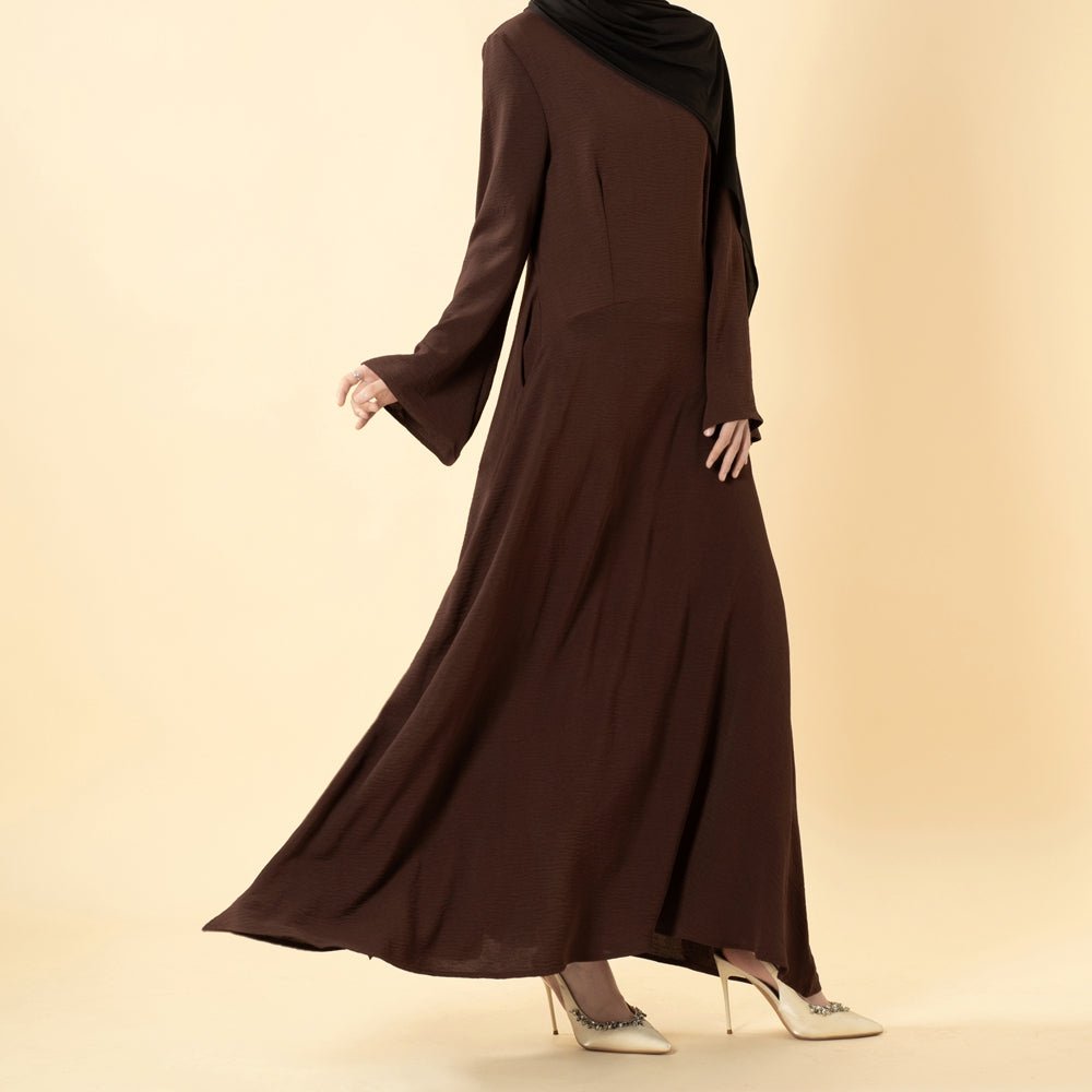 Elegant Flow Crepe Pocket Abaya Dress(MA432) - Mariam's Collection