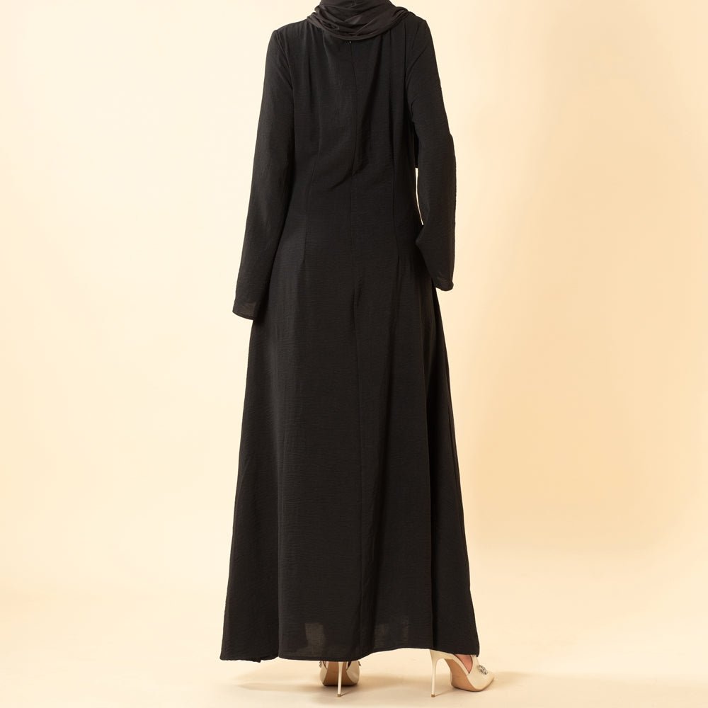 Elegant Flow Crepe Pocket Abaya Dress(MA432) - Mariam's Collection