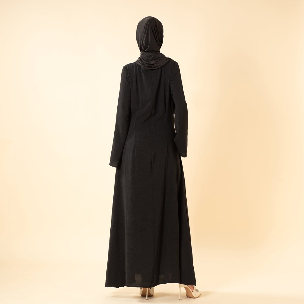 Elegant Flow Crepe Pocket Abaya Dress(MA432) - Mariam's Collection