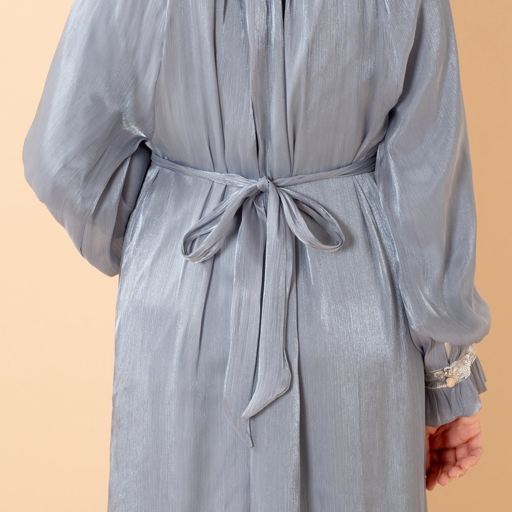 Elegant Glossy Flower Cuff Sequinned Abaya (MA140) - Mariam's Collection