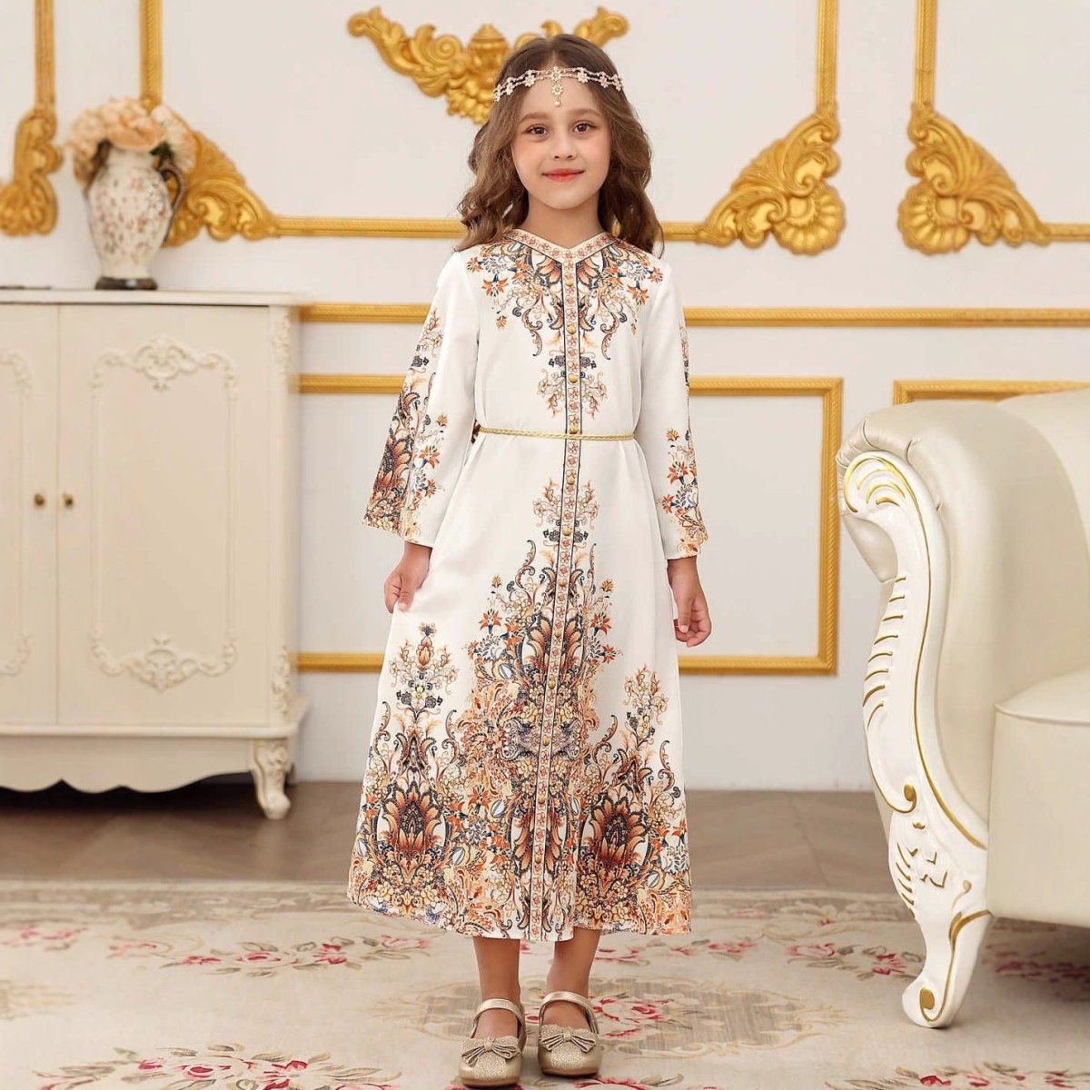 Elegant Kids Formal Kaftan Kid Abaya(MKG017) - Mariam's Collection