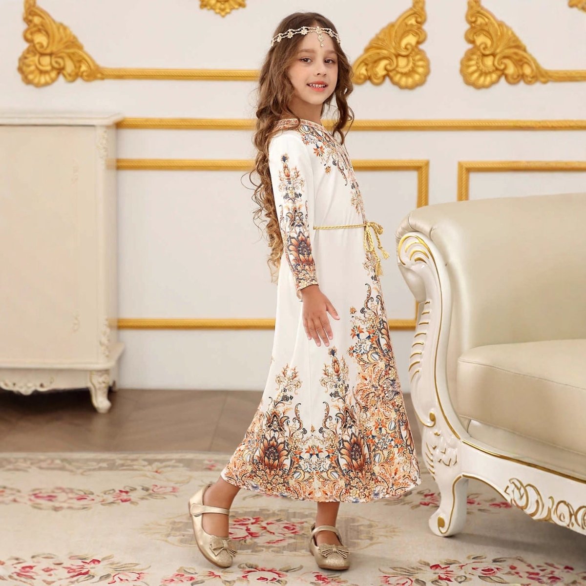 Elegant Kids Formal Kaftan Kid Abaya(MKG017) - Mariam's Collection