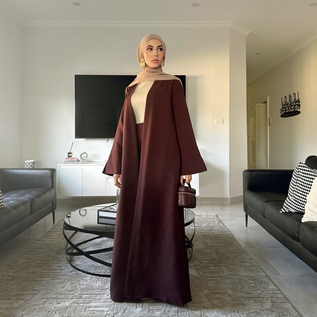 Elegant Long Cardigan & Maxi Skirt Set(MS175) - Mariam's Collection