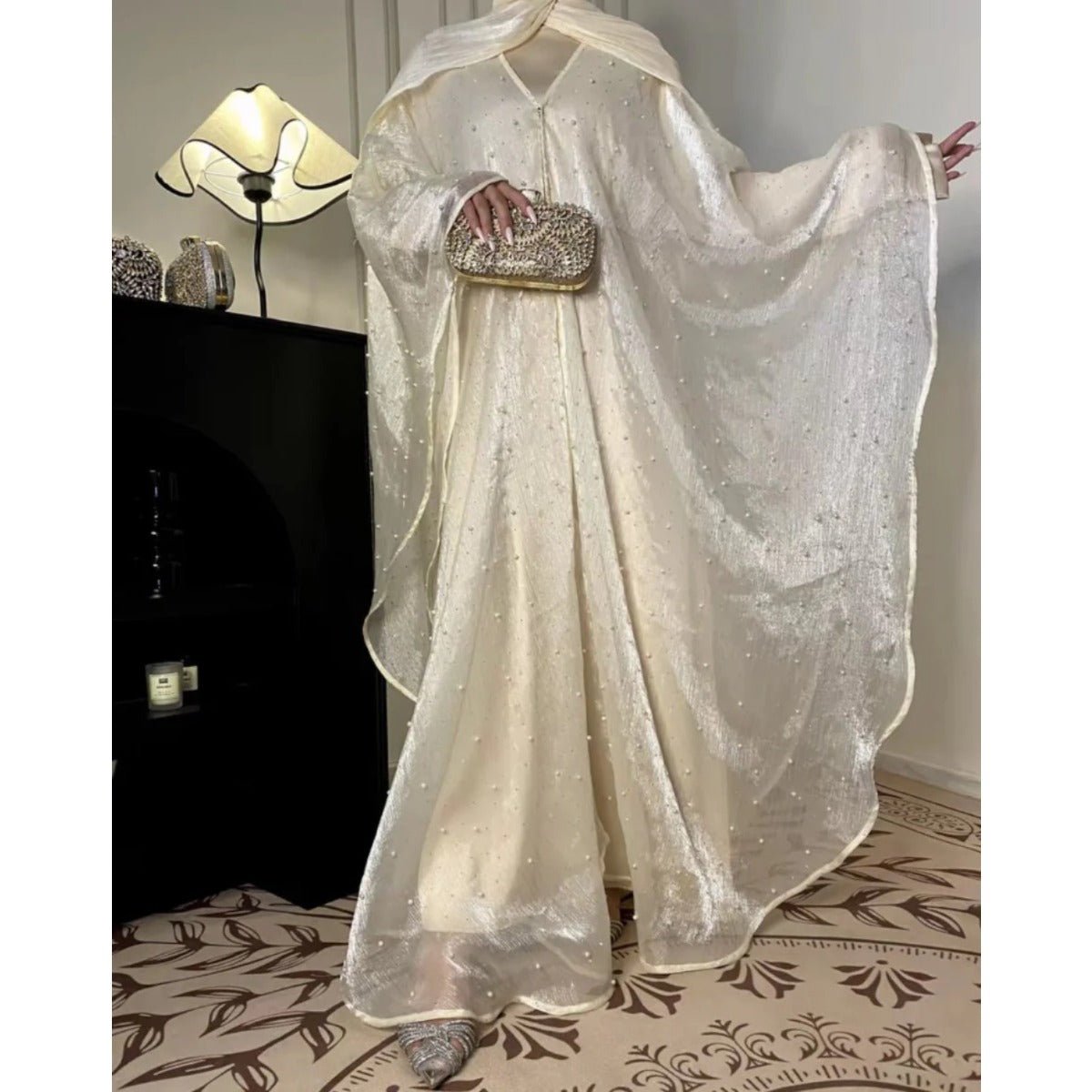 Elegant Occasion Set – Abaya, Hijab & Rhinestone Bag Bundle - Mariam's Collection