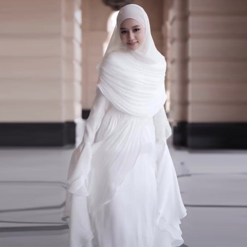 Elegant Pleated Maxi Dress with Slit(MS263) - Mariam's Collection