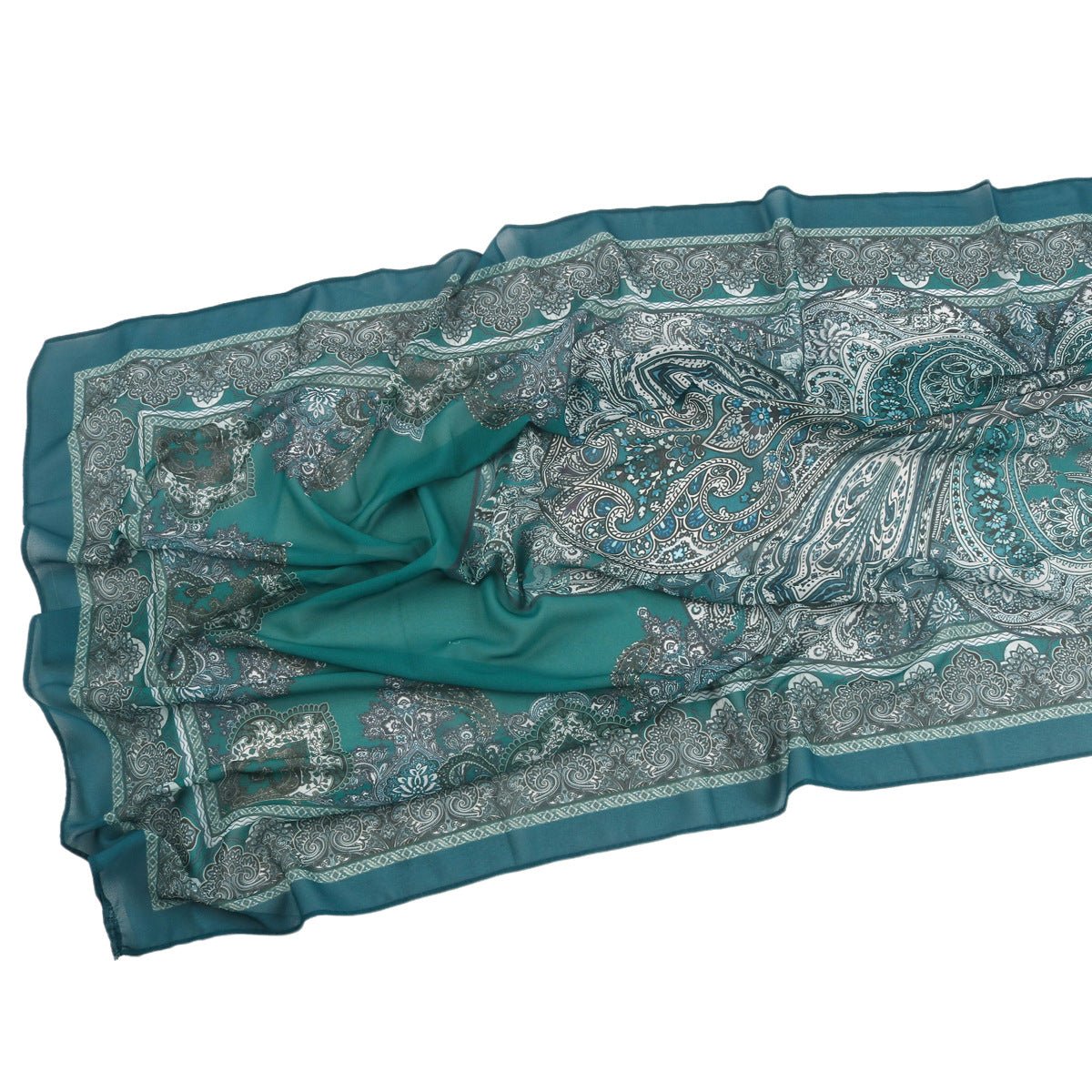 Elegant Printed Chiffon Hijab Scarf Bohemian Style Breathable Sun Protection Wrap (MH136) - Mariam's Collection