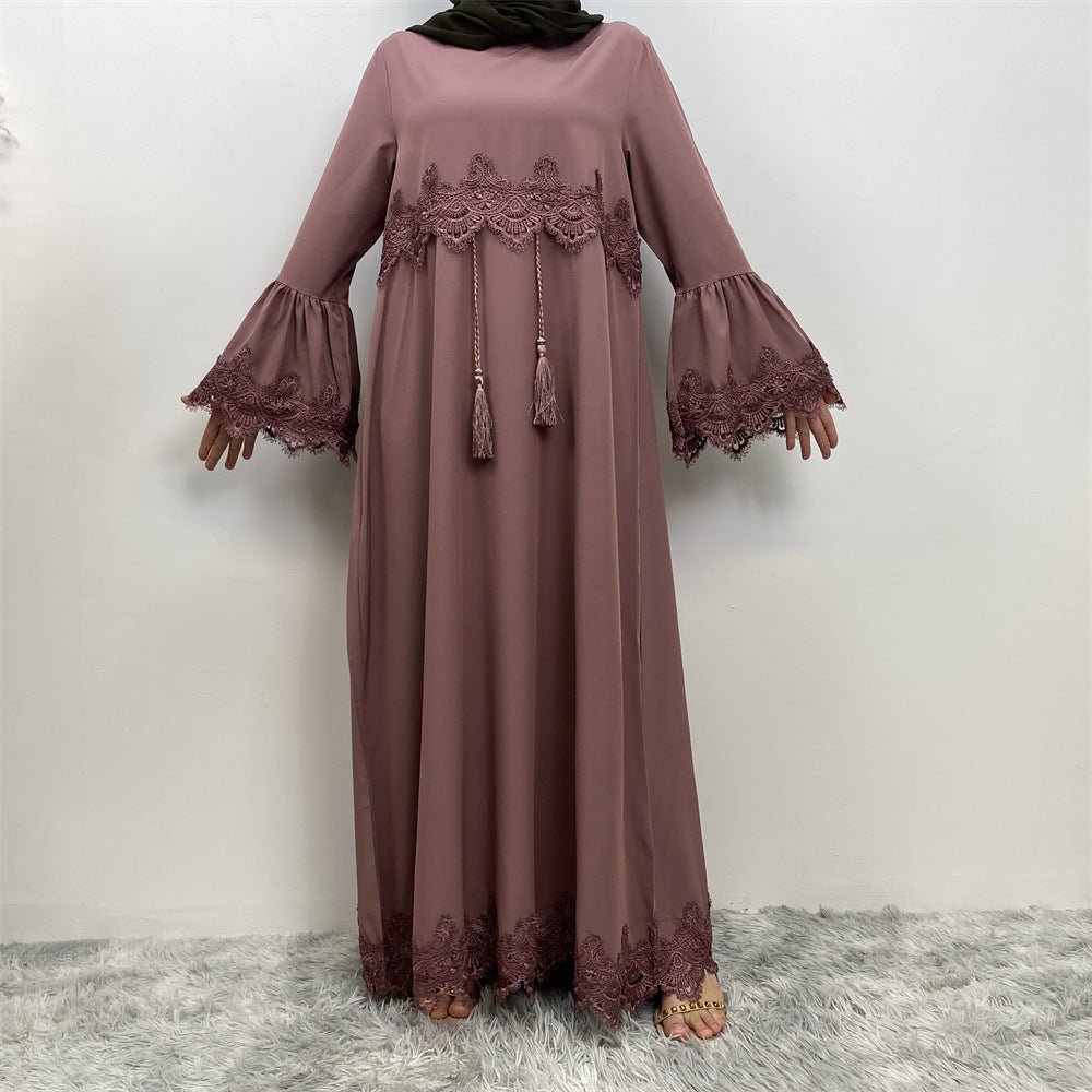 Elegant Versatile Lace Patchwork Abaya (MA137) - Mariam's Collection