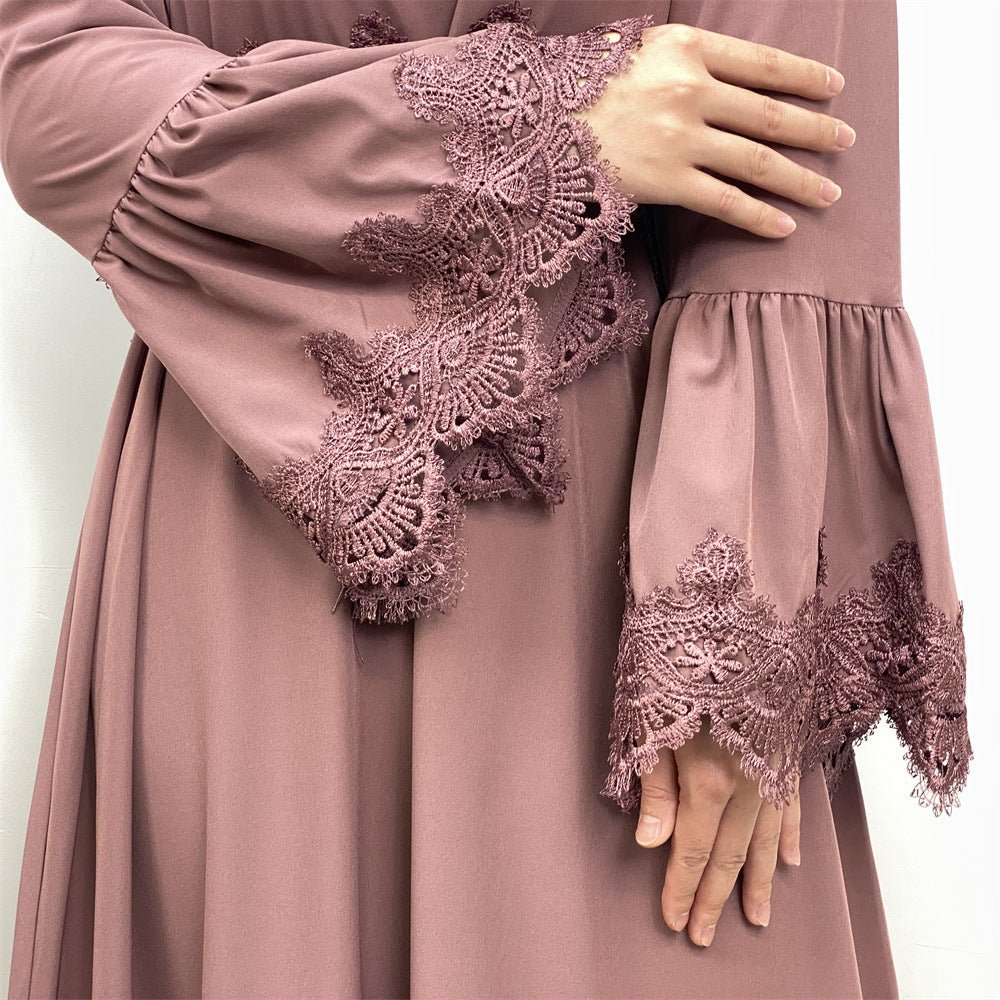 Elegant Versatile Lace Patchwork Abaya (MA137) - Mariam's Collection