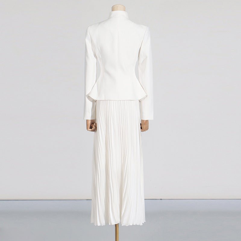 Embroidered Blazer & Pleated Skirt Set(MS214) - Mariam's Collection