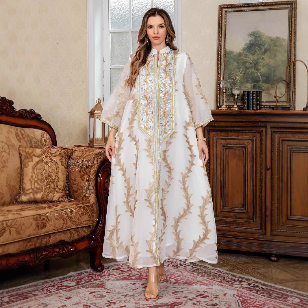 Embroidered evening kaftan with luxurious detail suitable for occasions