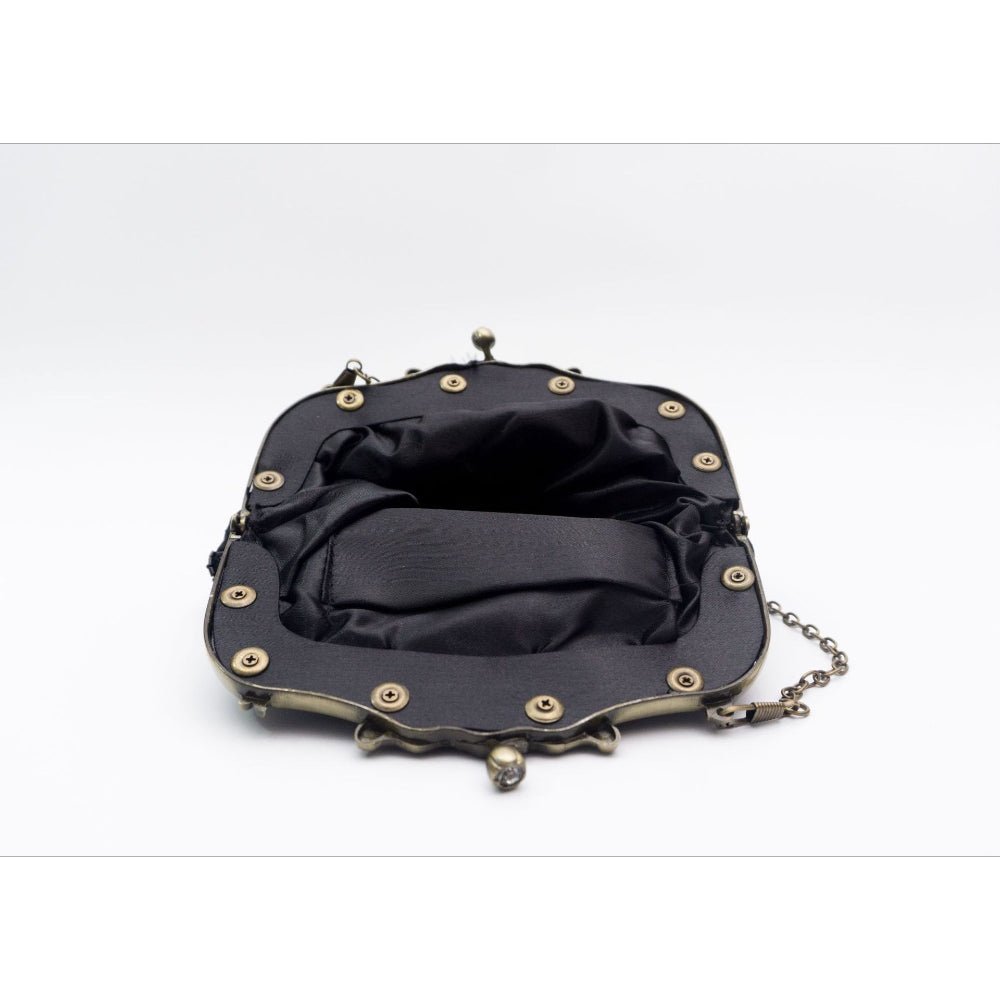 Embroidered Rose with Sequins Beads Evening Clutch Bag (MAC291) - Mariam's Collection