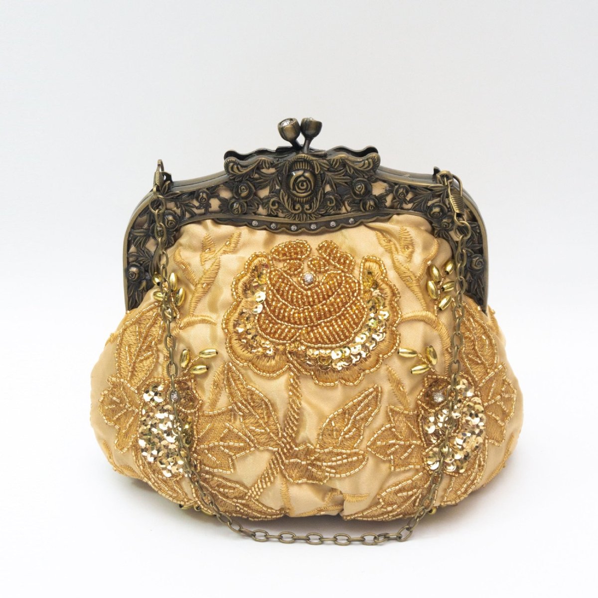 Embroidered Rose with Sequins Beads Evening Clutch Bag (MAC291) - Mariam's Collection