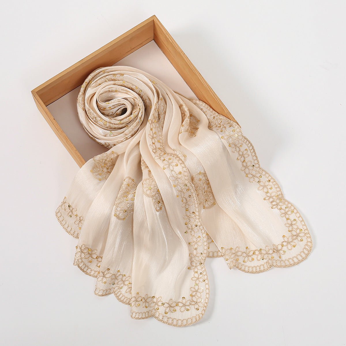 Embroidered Sequin Shimmer Hijab Scarf(MH248) - Mariam's Collection