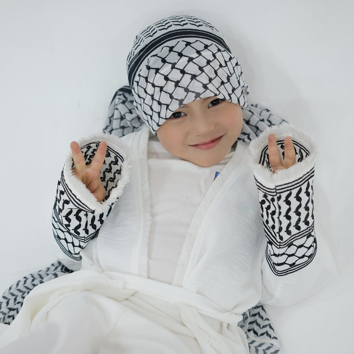 Embroidery Tassels Keffiyeh Children's Abaya (MKG014) - Mariam's Collection