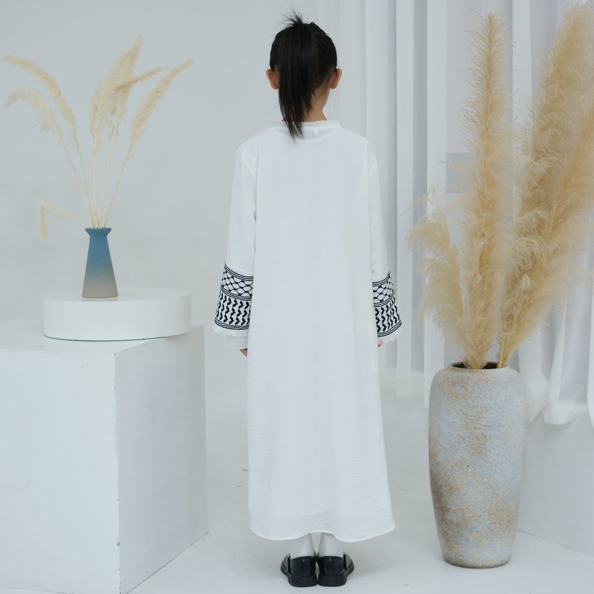 Embroidery Tassels Keffiyeh Children's Abaya (MKG014) - Mariam's Collection