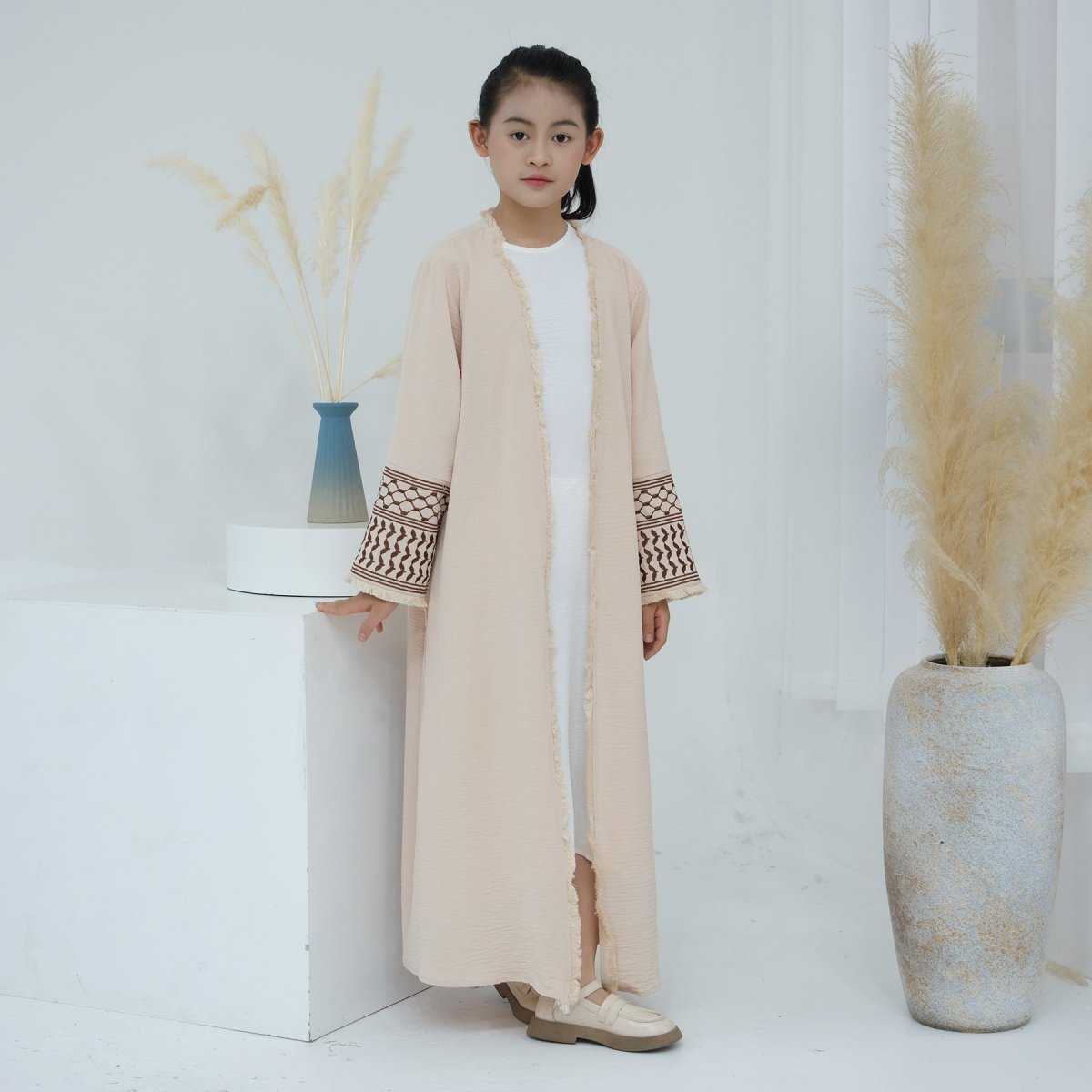 Embroidery Tassels Keffiyeh Children's Abaya (MKG014) - Mariam's Collection