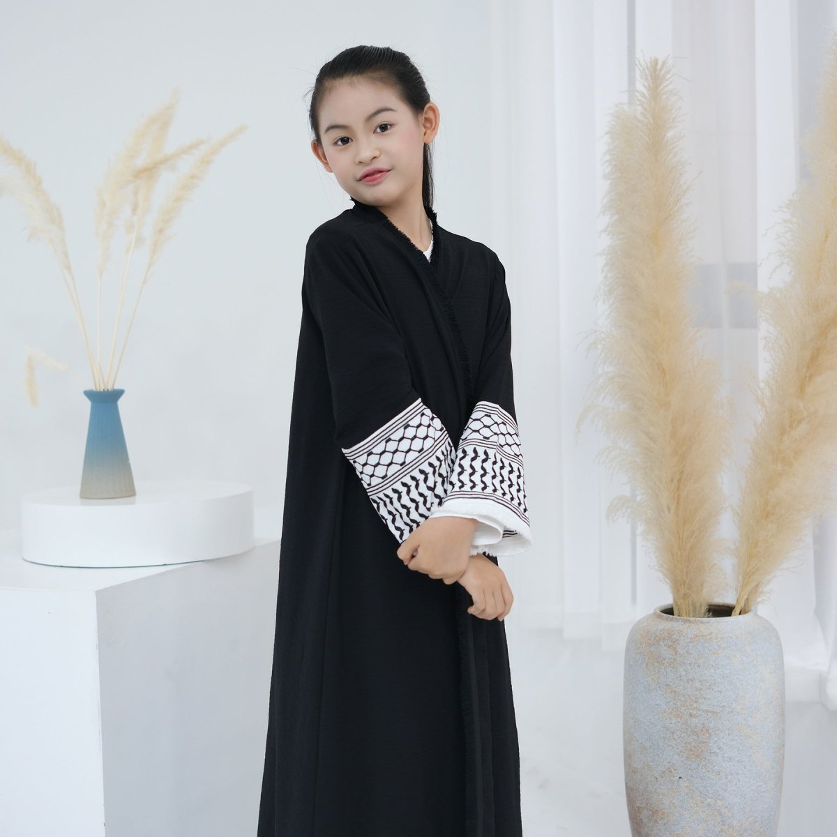 Embroidery Tassels Keffiyeh Children's Abaya (MKG014) - Mariam's Collection