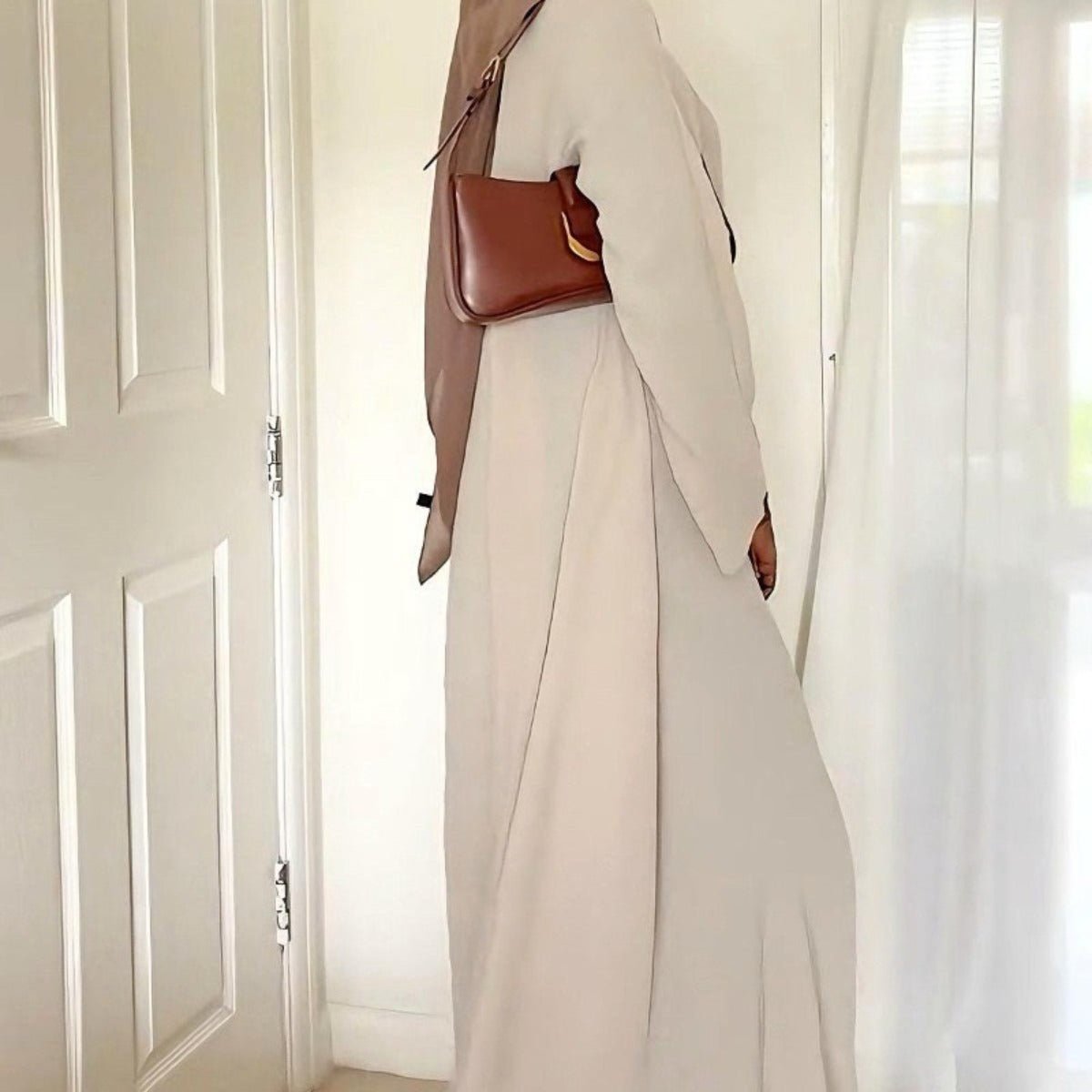 Essence Pleated Abaya – Sandstone Beige.(MA254) - Mariam's Collection