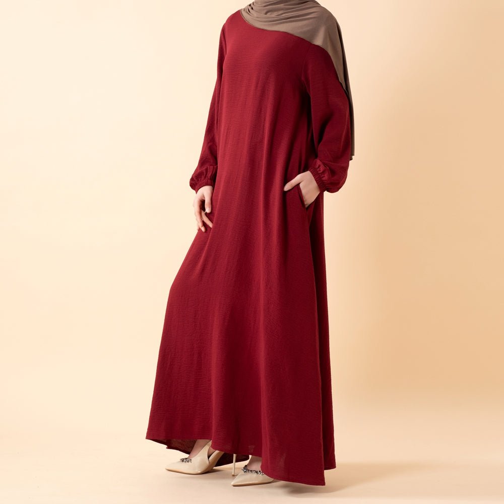 Essential Flow Crepe Maxi Dress with Pockets (MA385) - Mariam's Collection