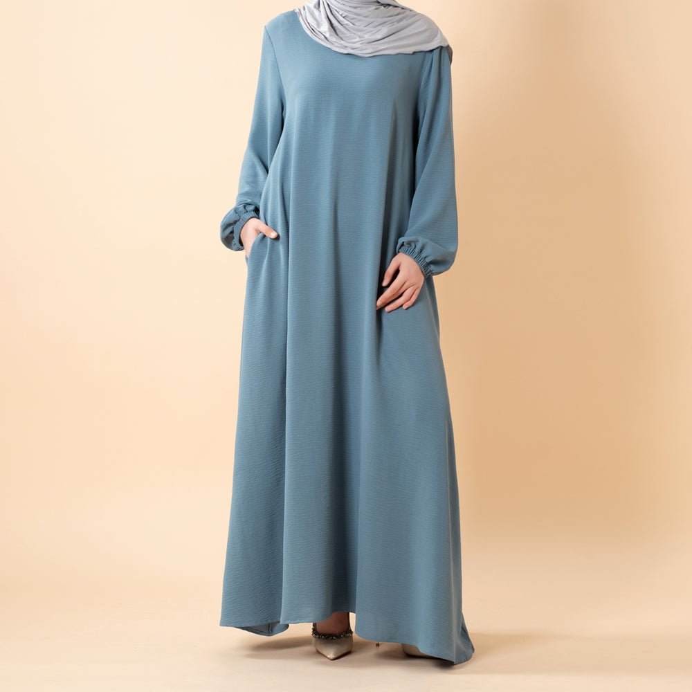 Essential Flow Crepe Maxi Dress with Pockets (MA385) - Mariam's Collection