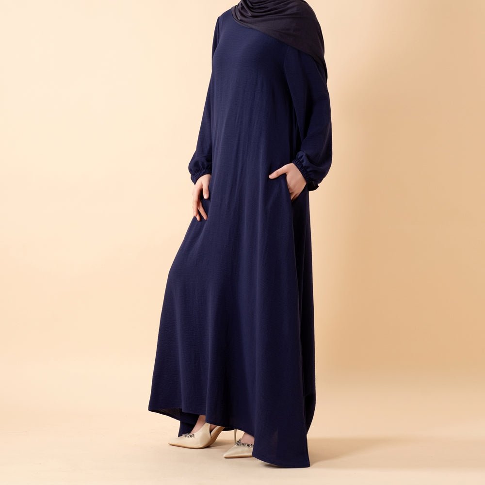 Essential Flow Crepe Maxi Dress with Pockets (MA385) - Mariam's Collection