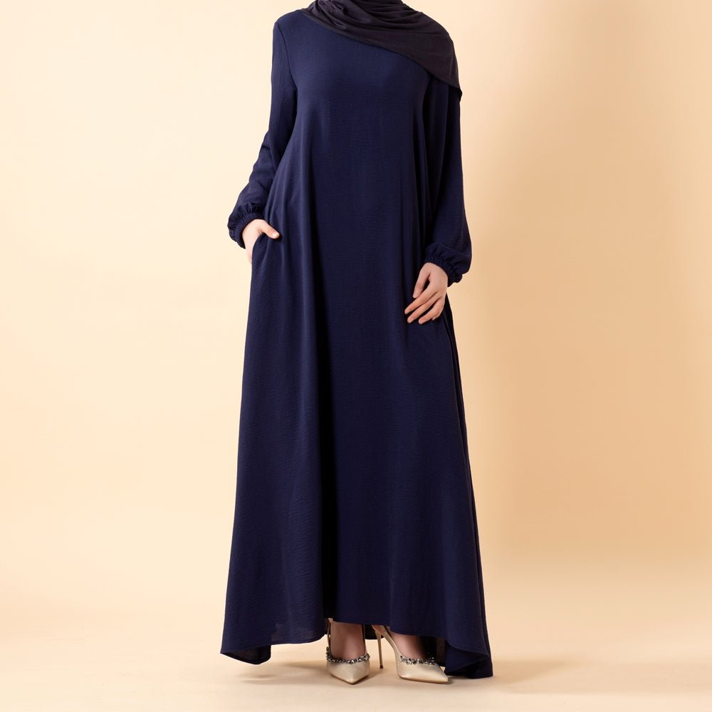 Essential Flow Crepe Maxi Dress with Pockets (MA385) - Mariam's Collection