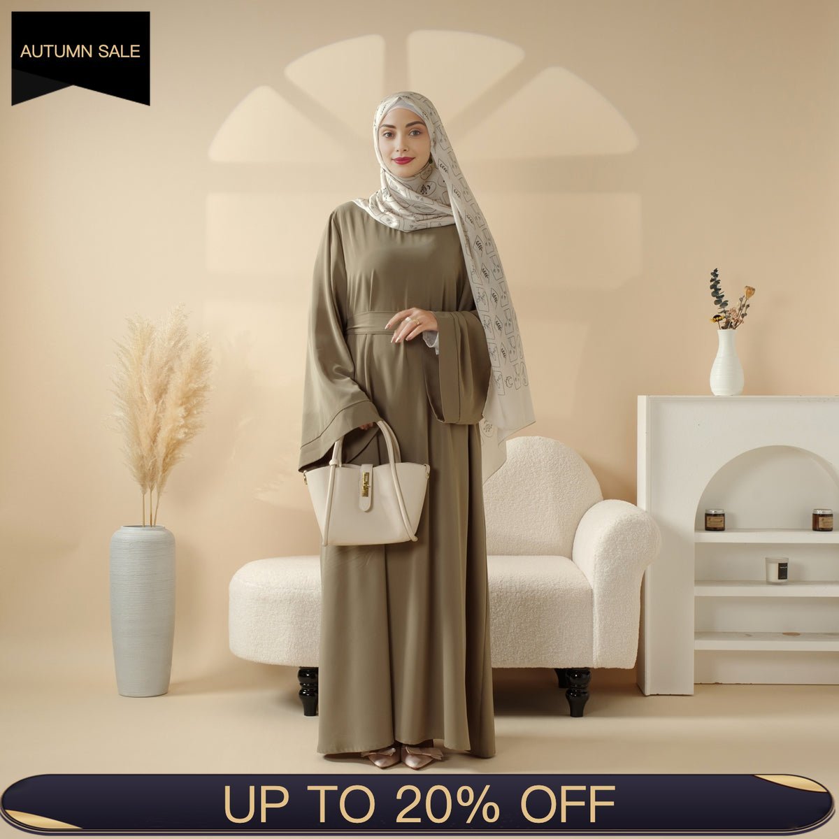 Essential Premium Loose Fit Abaya 2 - Piece Set with Versatile Pockets (MA120) - Mariam's Collection