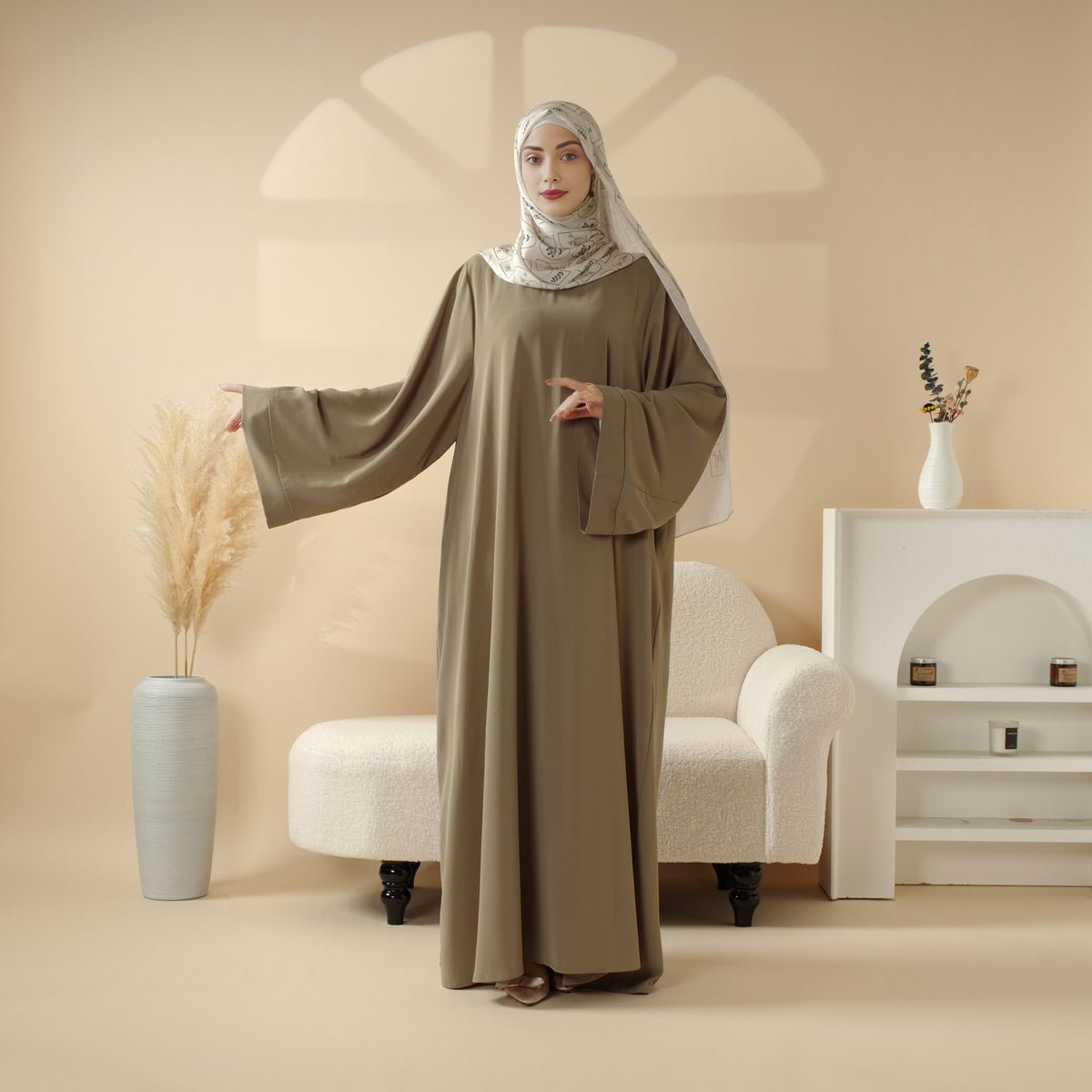 Essential Premium Loose Fit Abaya 2 - Piece Set with Versatile Pockets (MA120) - Mariam's Collection