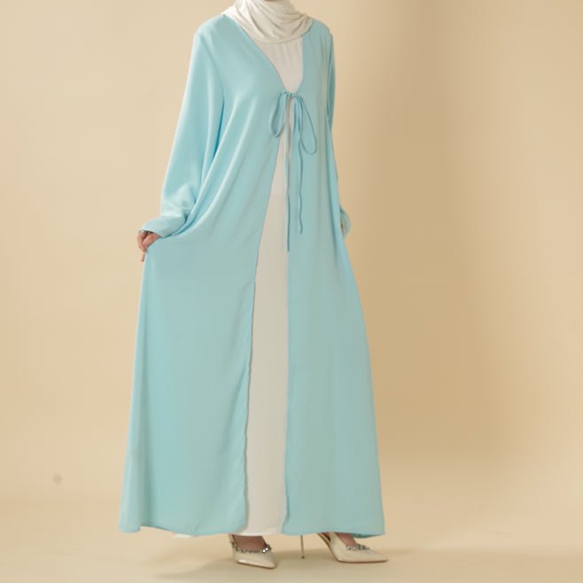 Essential Zoom Open Front Abaya with Tie Closure & Pockets (MOA309) - Mariam's Collection