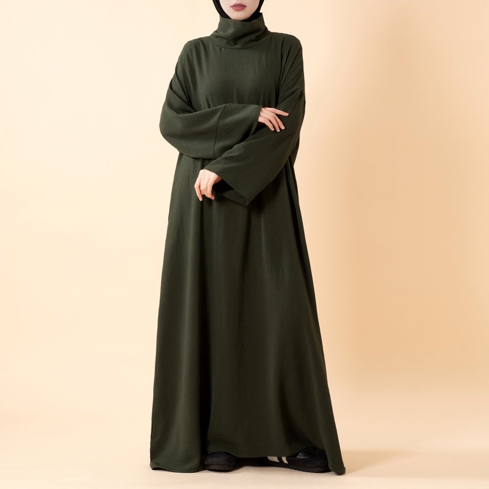 Everyday Crepe Turtleneck Abaya – Relaxed Fit for All Seasons (MA384) - Mariam's Collection