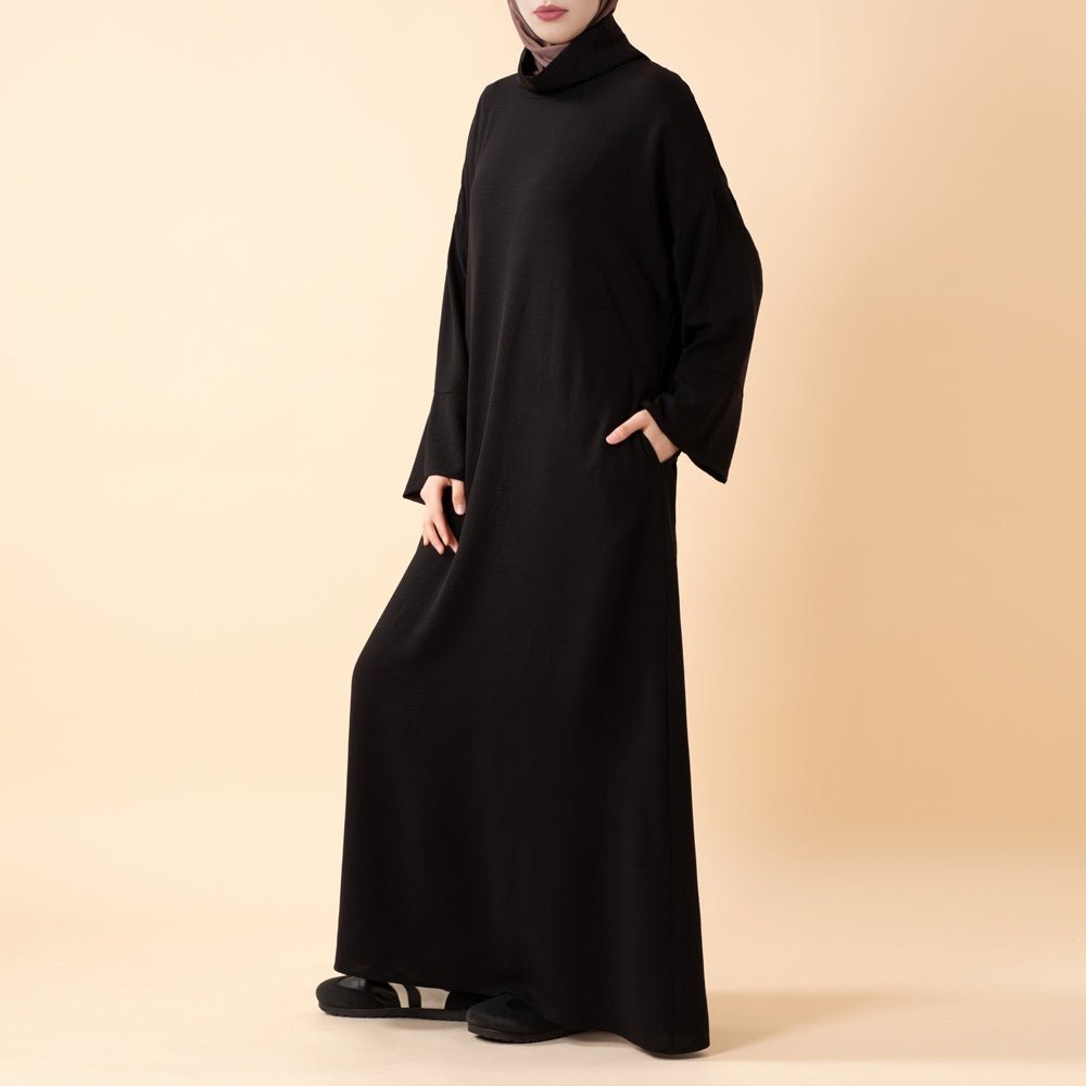 Everyday Crepe Turtleneck Abaya – Relaxed Fit for All Seasons (MA384) - Mariam's Collection