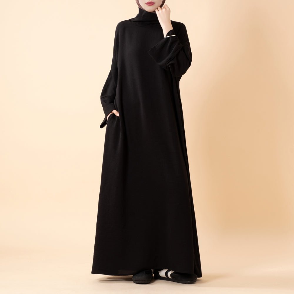 Everyday Crepe Turtleneck Abaya – Relaxed Fit for All Seasons (MA384) - Mariam's Collection